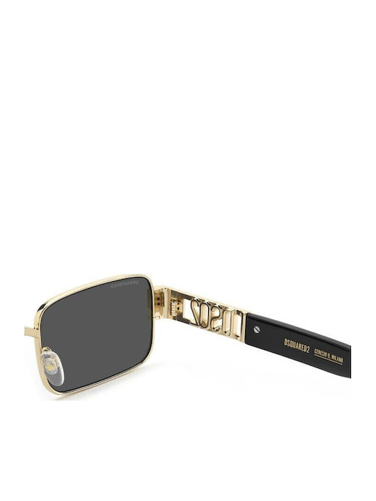 Dsquared2 Men's Sunglasses with Gold Metal Frame and Gray Lens D2 0156/S 000/IR