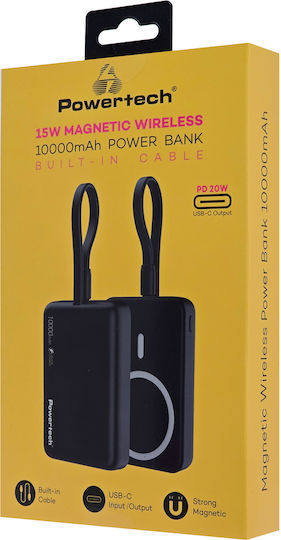 Powertech PT-1376 MagSafe Power Bank 10000mAh 20W Μαύρο