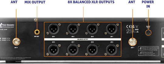 Power Dynamics PD528 Комплект Безжично Микрофон Ръчно изработено за Вокали в Черен Цвят 8τμχ