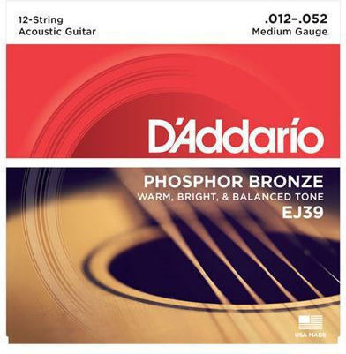 Daddario 12-String Acoustic Σετ Χορδών Phosphor Bronze Ακουστικής Κιθάρας 12 - 52" Medium