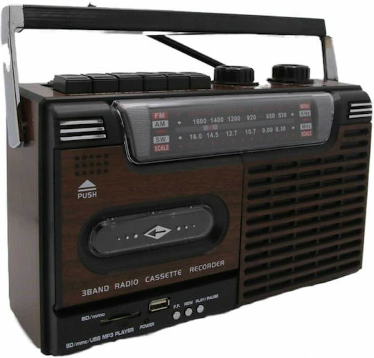 YG-335U Φορητό Ηχοσύστημα με USB / Κασετόφωνο / Ραδιόφωνο Μαύρο