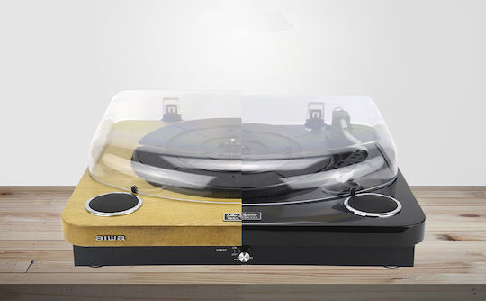 Aiwa Vintage GBTUR-120BKMKII GBTUR-120BKMKII Turntables with Preamp and Built-in Speakers Black