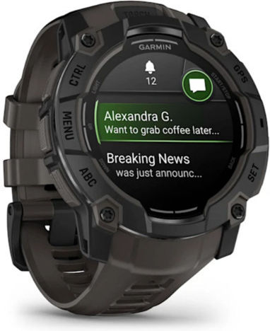 Garmin Instinct 3 AMOLED Aluminium 50mm Waterproof Smartwatch with Heart Rate Monitor (Black with Charcoal Band)