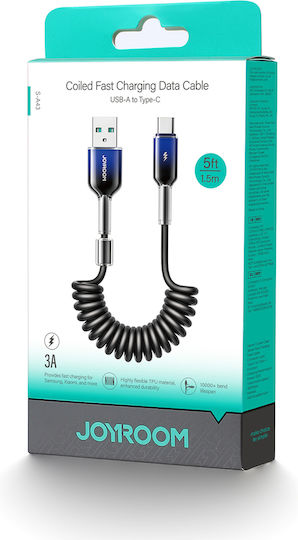 Joyroom S-a43 Spiral USB 2.0 Cable USB-C male - USB-A Black 1.5m