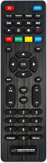Esperanza Dvb-t2 H.265/hevc EV108R Ψηφιακός Δέκτης Mpeg-4 Full HD (1080p) Σύνδεσεις SCART / HDMI / USB