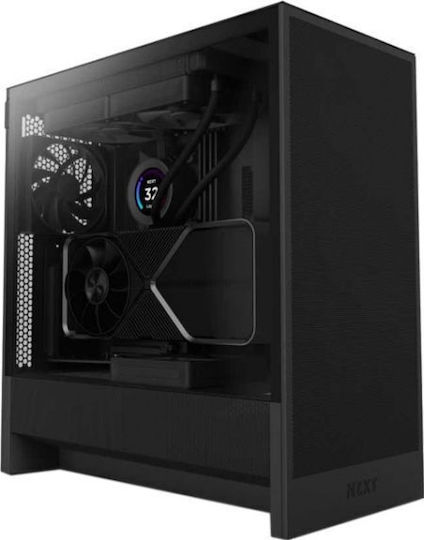 NZXT H5 Flow Gaming Midi Tower Кутия За Компютър Със Страничен Прозорец Черна