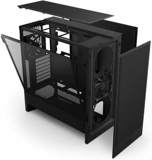 NZXT H5 Flow Gaming Midi Tower Кутия За Компютър Със Страничен Прозорец Черна