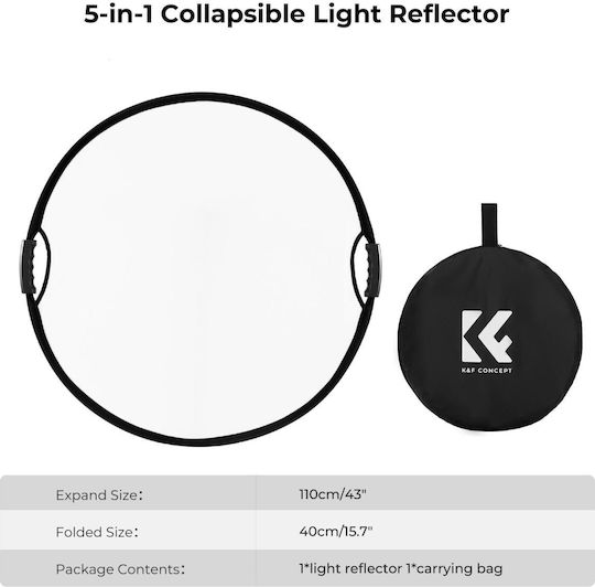 K&F Concept Foldable Photography Reflector 110cm 5-in-1 KF18.0006