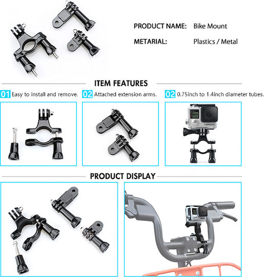 Комплект от 65 аксесоара Echopolis за екшън камери Dji Eken Gopro Insta360 Sjcam Fusion Hero 10 Hero 11 Hero 11 Mini Hero 12 Hero 2018 Hero 3 Hero 3+ Hero 4 Hero 4 Session Hero 5 Hero 5 Session Hero 6 Hero 7 Hero 8 Hero