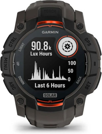 Garmin Instinct 3 Solar Aluminium 50mm Waterproof Smartwatch with Heart Rate Monitor (Black with Charcoal Band)