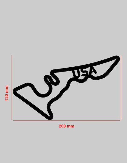 Акрилна декорация за стена F1 писта САЩ 20 x 12 см черна