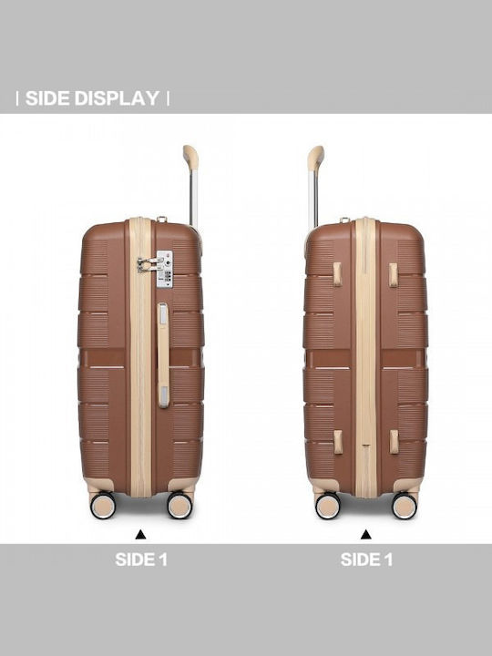 Miss Lulu British Traveller Βαλίτσες Ταξιδιού Σκληρές Brown And Apricot με 4 Ρόδες Σετ 3τμχ