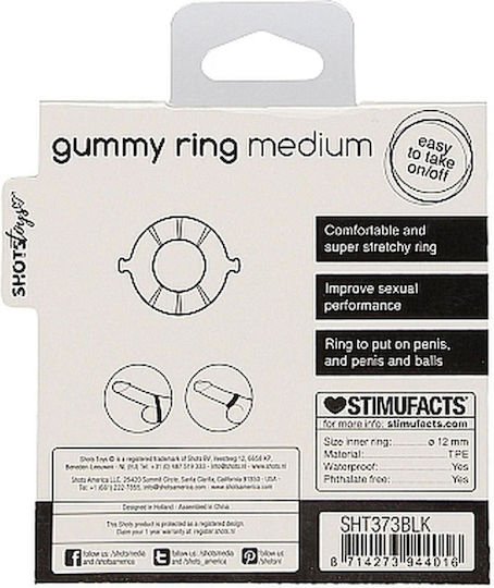 Shots Gummy Cock Ring Medium Пръстен Петел Черен SHT373BLK