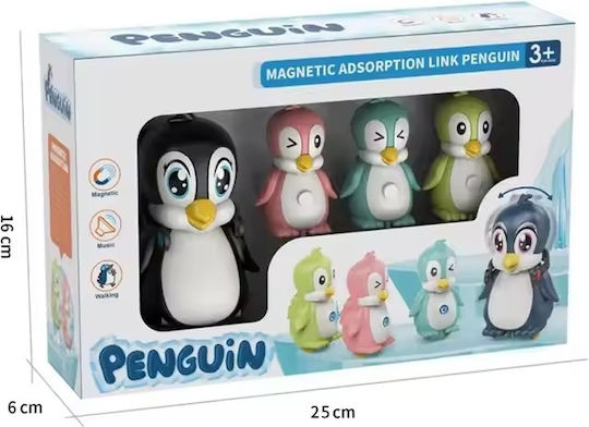 Set de 4 pinguini magnetici care merg și cântă pentru copii de 3 ani+ multicolori