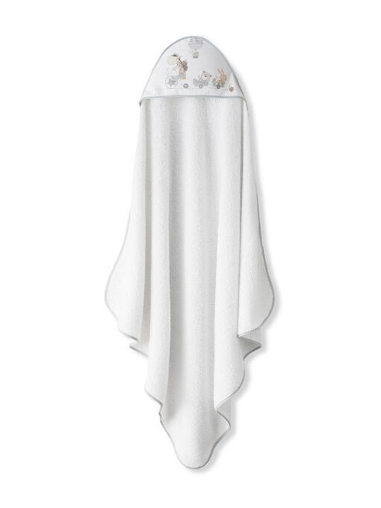 Interbaby Βρεφική Κάπα-Μπουρνούζι με Κουκούλα White/Grey