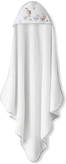 Interbaby Hooded Baby Bath Towel White/Grey