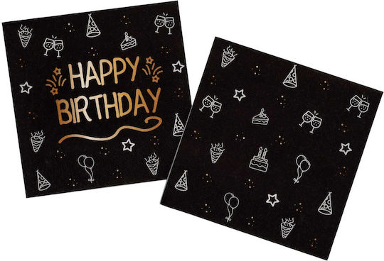 Napkins 33 X 33cm Happy Birthday "Shining Glam" Pack of 16 Pieces