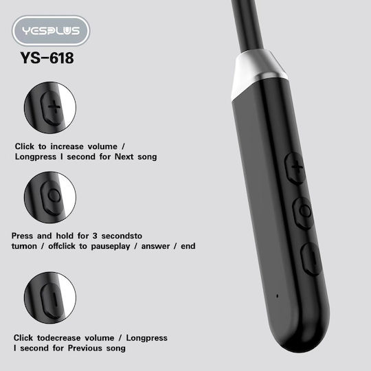 Yesplus YS-618 In-ear Bluetooth Handsfree Ακουστικά Μαύρα
