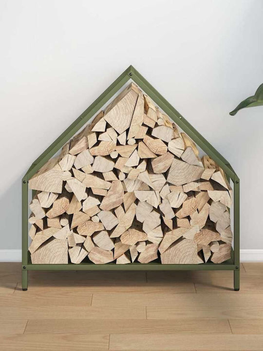 vidaXL Lemn de foc Inox Raft Depozitare lemne 60x25x60cm Verde