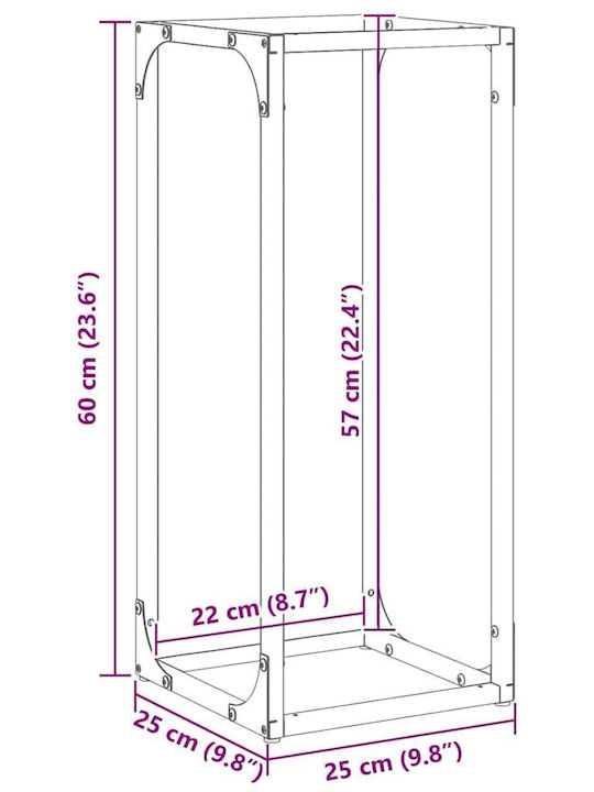 vidaXL Inox Ράφι Αποθήκευσης Ξύλων 25x25x60cm Πράσινο