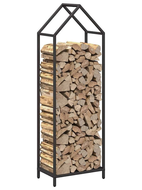 vidaXL Inox Ράφι Αποθήκευσης Ξύλων 40x25x120cm Μαύρο