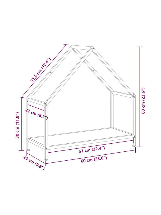 vidaXL Inox Ράφι Αποθήκευσης Ξύλων 60x25x60cm Μαύρο