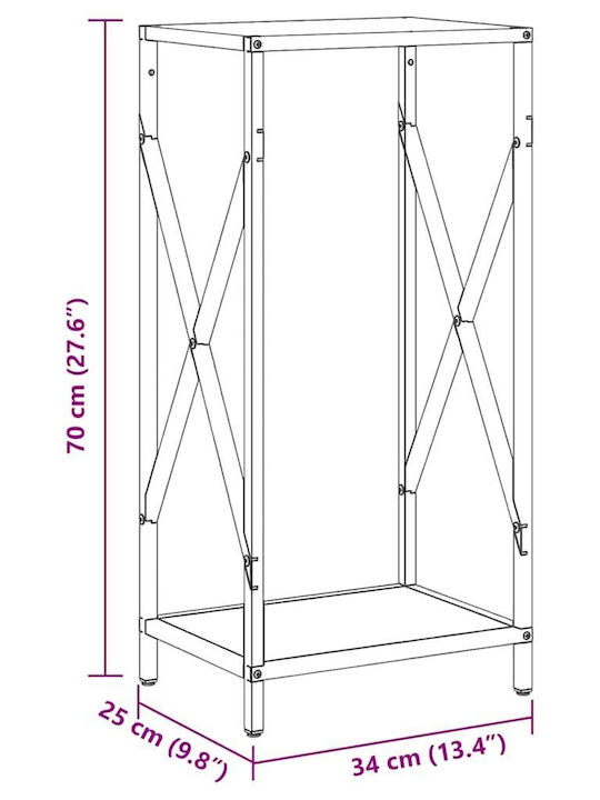 vidaXL Firewood Inox Shelf Wood Storage 34x25x70cm Green