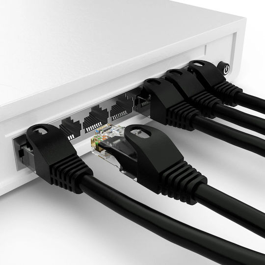 Powertech U/UTP Kat.6 Ethernet Netzwerkkabel 1m Schwarze 5 Stück