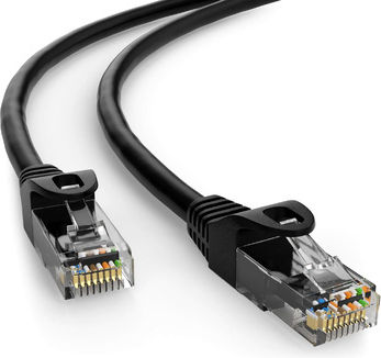 Powertech U/UTP Kat.6 Ethernet Netzwerkkabel 1m Schwarze 5 Stück