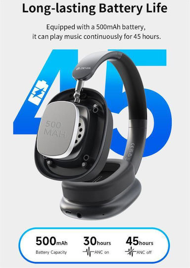 Devia EarBass Pro2 Fără fir / Cu fir Over Ear Căști cu 45 ore de Funcționare Gri