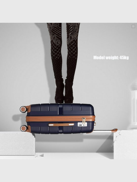 Miss Lulu British Traveller Cabin Hard Suitcase Navy with 4 Wheels Height 55cm
