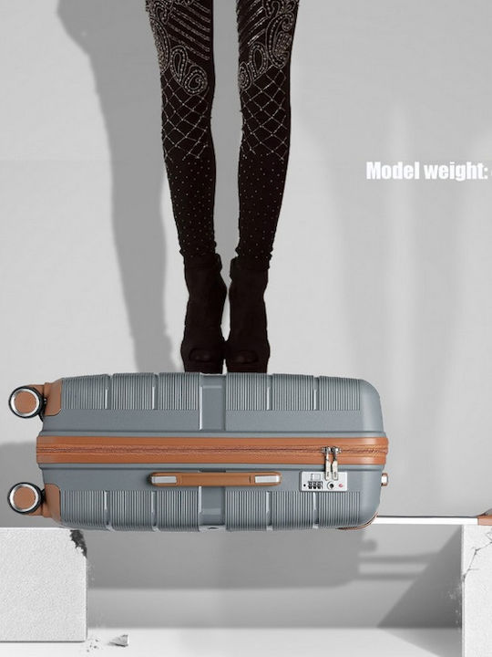 Miss Lulu British Traveller Medium Hard Suitcase Cream With 4 Wheels Height 66cm