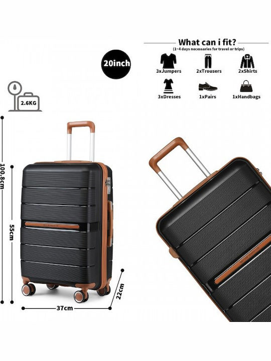 Miss Lulu British Traveller Βαλίτσα Ταξιδίου Καμπίνας Σκληρή Black με 4 Ρόδες Ύψους 55εκ.