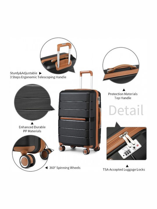 Miss Lulu British Traveller Μεσαία Βαλίτσα Ταξιδίου Σκληρή Black με 4 Ρόδες Ύψους 66εκ.