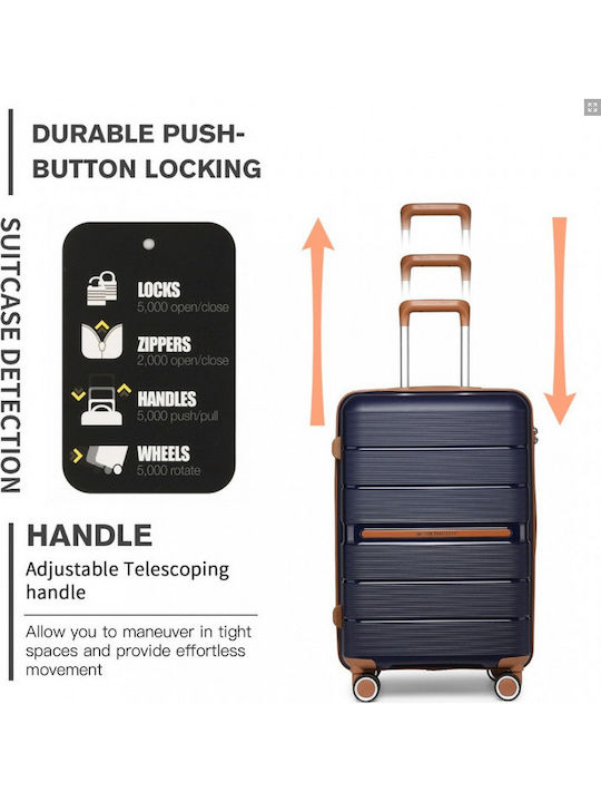Miss Lulu British Traveller Cabin Hard Suitcase Navy with 4 Wheels Height 55cm
