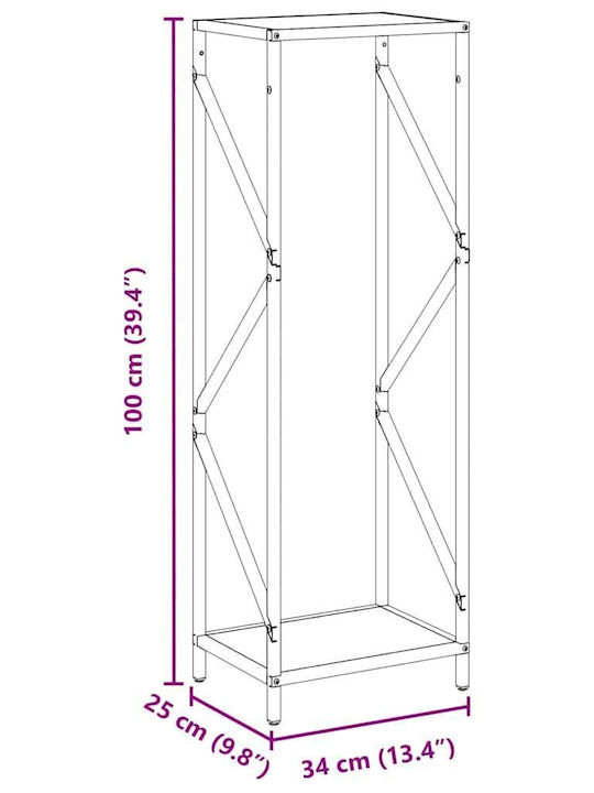 vidaXL Inox Ράφι Αποθήκευσης Ξύλων 34x25x100cm Πράσινο