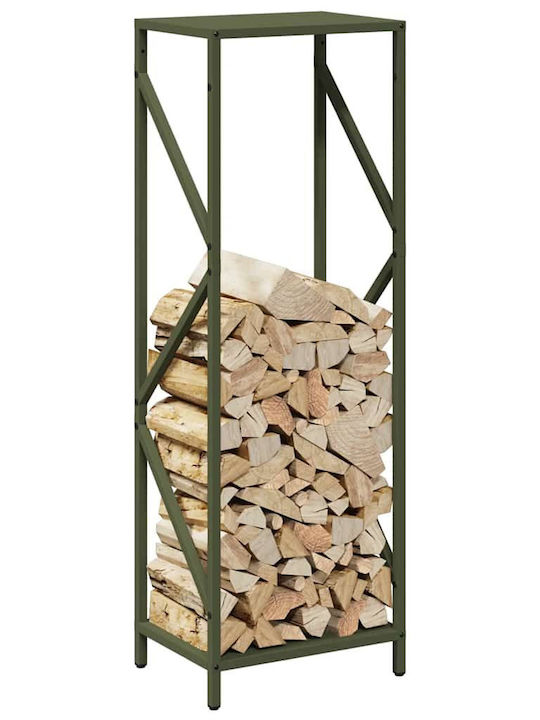 vidaXL Inox Ράφι Αποθήκευσης Ξύλων 34x25x100cm Πράσινο