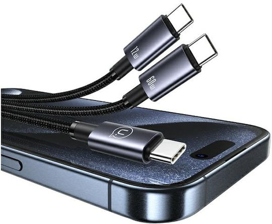 Usams Regular USB to Type-C Cable Μαύρο 1.2m (US-SJ740)