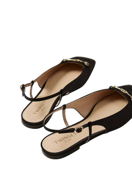 Satin Slingback Ballerinas Black
