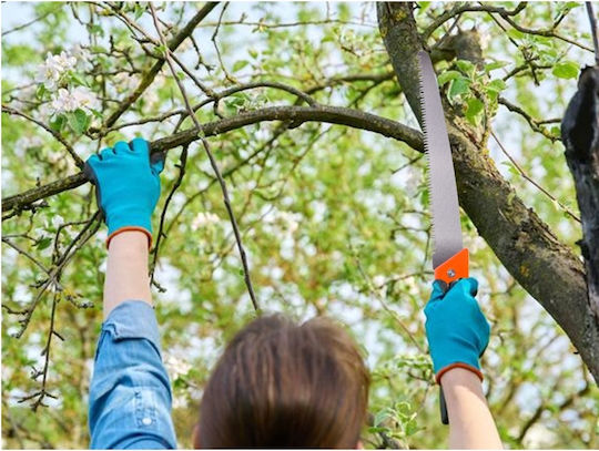 Fierăstrău manual cu teacă de siguranță, mâner din plastic, lungime totală 49cm, lamă 30cm, negru-portocaliu