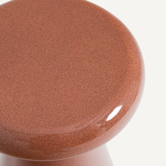 Masă Laterală Rotundă Mese De Cafea Din Sticlă Portocalie L40xL40xÎ56cm