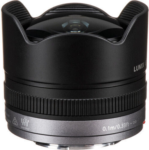 Panasonic Crop Camera Lens Lumix G 8mm f3.5 Fisheye for Micro Four Thirds (MFT) Mount Black