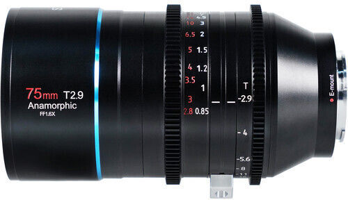 Sirui Full Frame Camera Lens 75mm T2.9 1.6x Anamorphic Standard Zoom for Sony E Mount Black