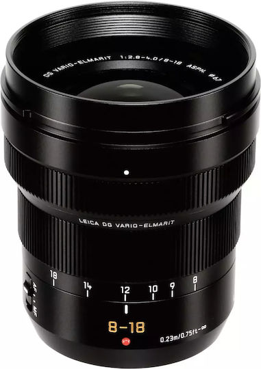 Panasonic Crop Camera Lens Lumix G Leica DG 8-18mm, f/2.8-4.0 Asph. Standard Zoom for Micro Four Thirds (MFT) Mount Black