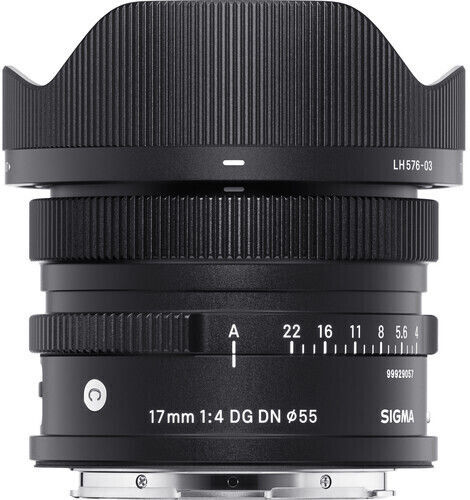 Sigma Crop Camera Lens 17mm f/4 DG DN Contemporary Wide Angle Zoom for Leica L Mount Black