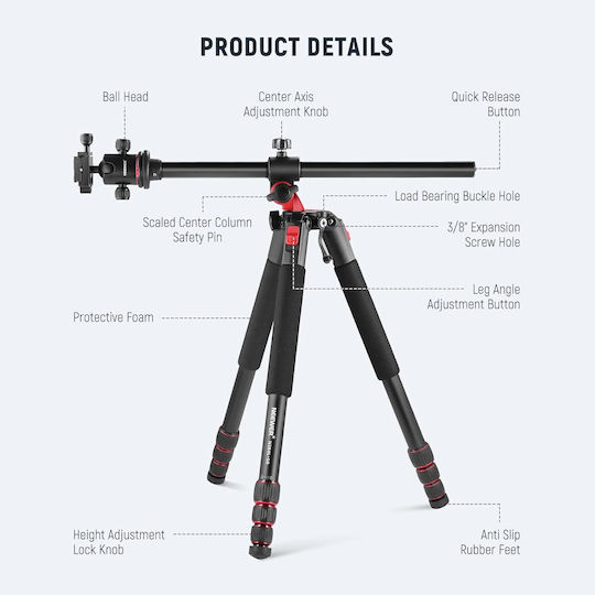 Neewer Neewer Kamerastative aus Aluminium mit Kugelförmiger Kopfart bis 200cm und Maximaler Belastung 15kg