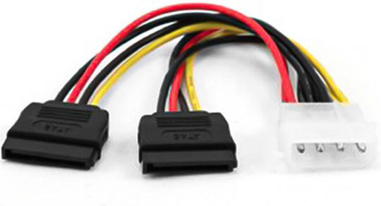 Cablexpert 4-Pin Molex - 15-Pin Sata Cable 0.3m Πολύχρωμο CC-SATA-PSY-0.3M