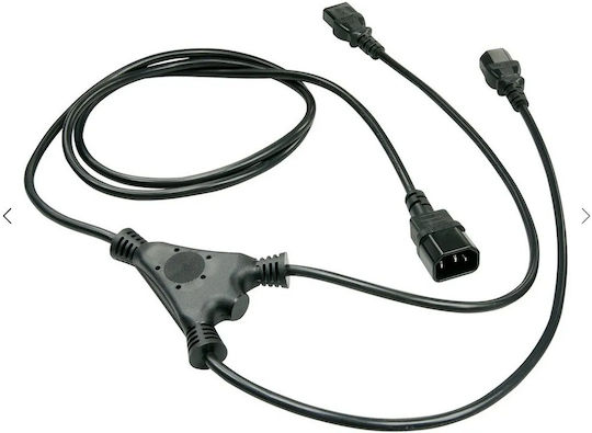 Lindy C14 2 C13 IEC C14 - IEC C13 Cable 2m Μαύρο 30039