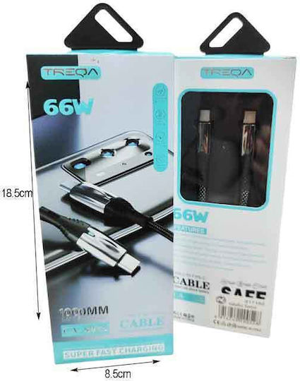 Treqa Cablu USB 2.0 USB-C Masculin - USB-C 66W PD 1m