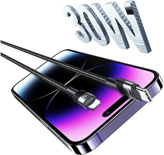 Usams Series USB-C to Lightning Cable 30W Μαύρο 1.2m (SJ729USB01)